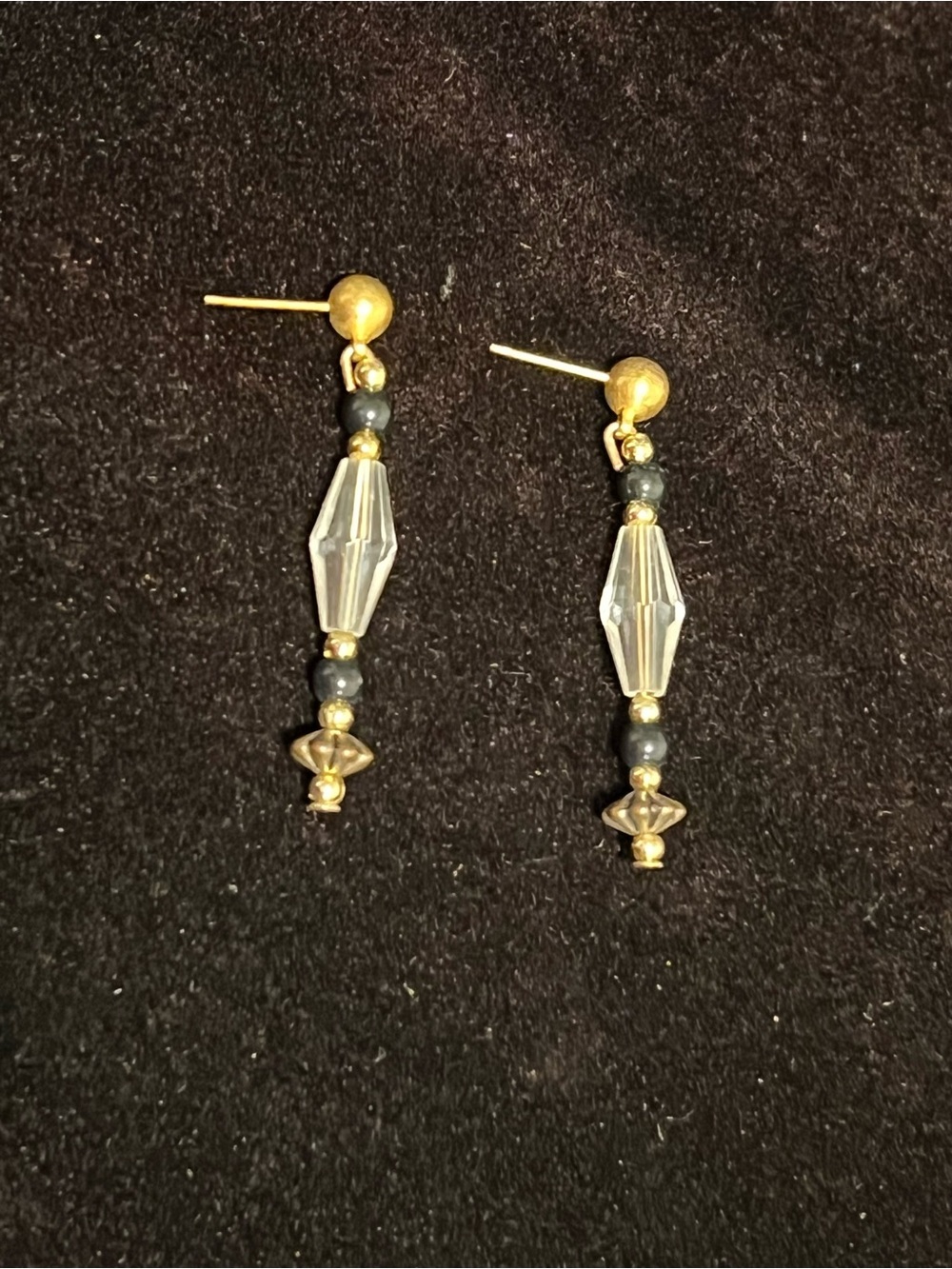 Gold toned beaded drop earrings